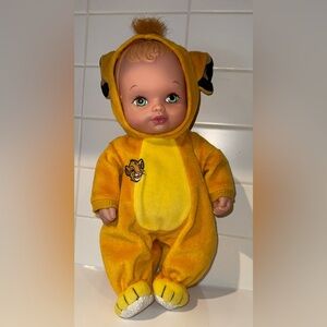 Vintage Lauer Water Baby Disney Simba Baby Doll Blonde Hair Green Eyes 1990